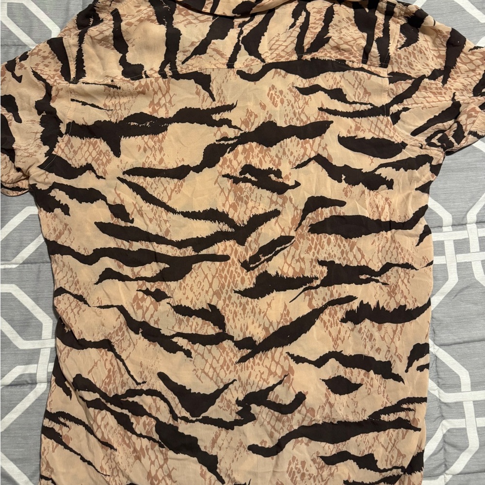 INC International Concepts Beige and Black Patterned Shirt